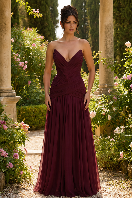Vestido largo Batur- Laca cereza
