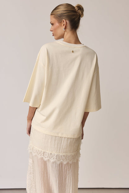 Ziggy Lace T-Shirt in Buttercream