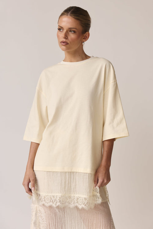Ziggy Lace T-Shirt in Buttercream