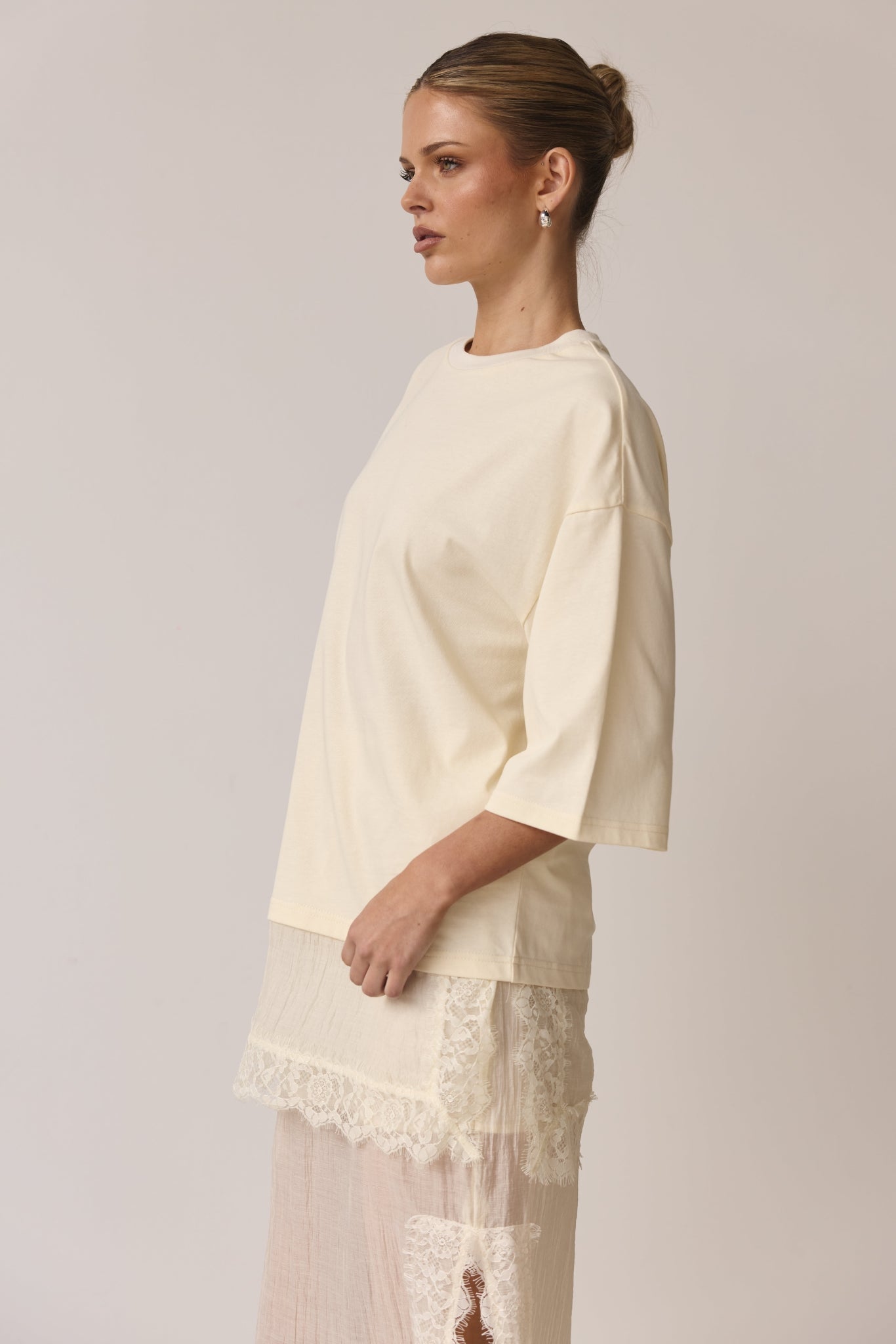 Ziggy Lace T-Shirt in Buttercream