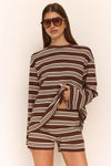 Kaia Shorts in Chocolate/Butter Stripe