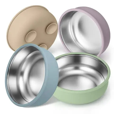 Cuenco con ventosa de silicona y acero inoxidable para bebe